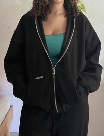 Unisex Sweatjacke mit Reissverschluss schwarz Grösse M
