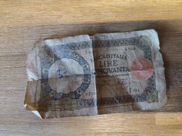 Banknote Italien 50 Lire gebrauchter Zustand