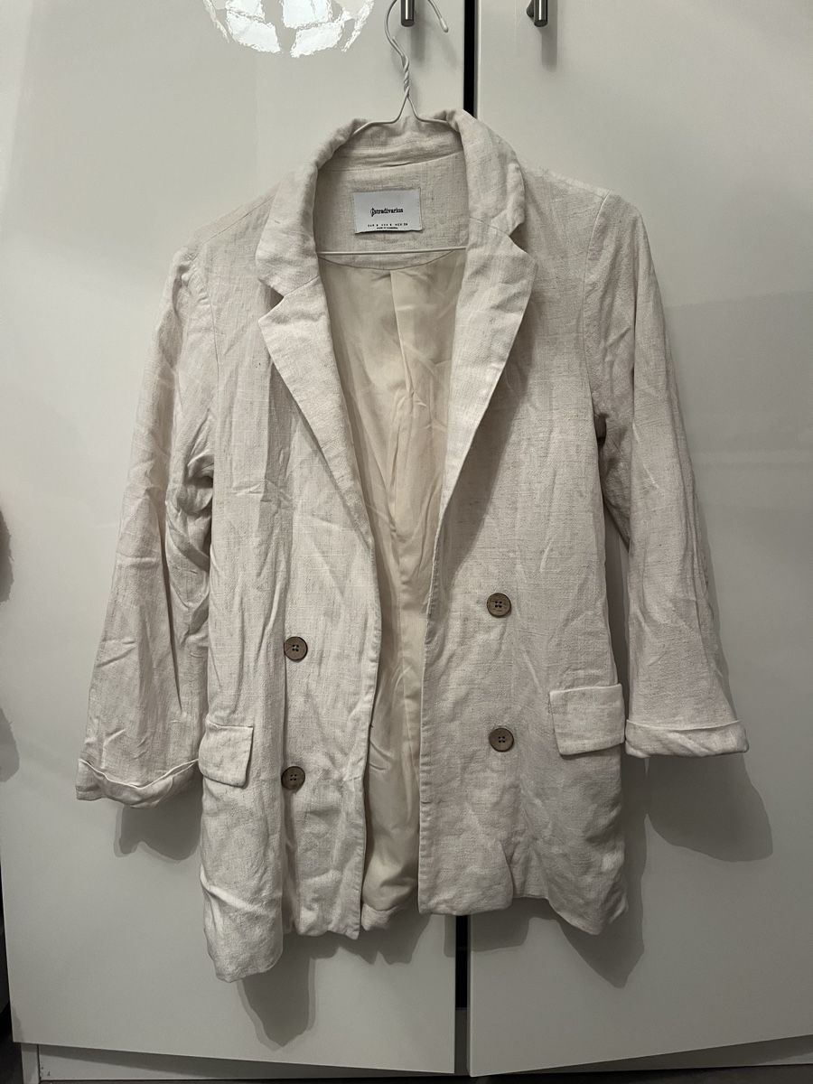 Stradivarius Giacche: Blazer en lin élégant blanc beige – Nuovo (secondo la descrizione) da Aigle venduto da sow_m7gm 4