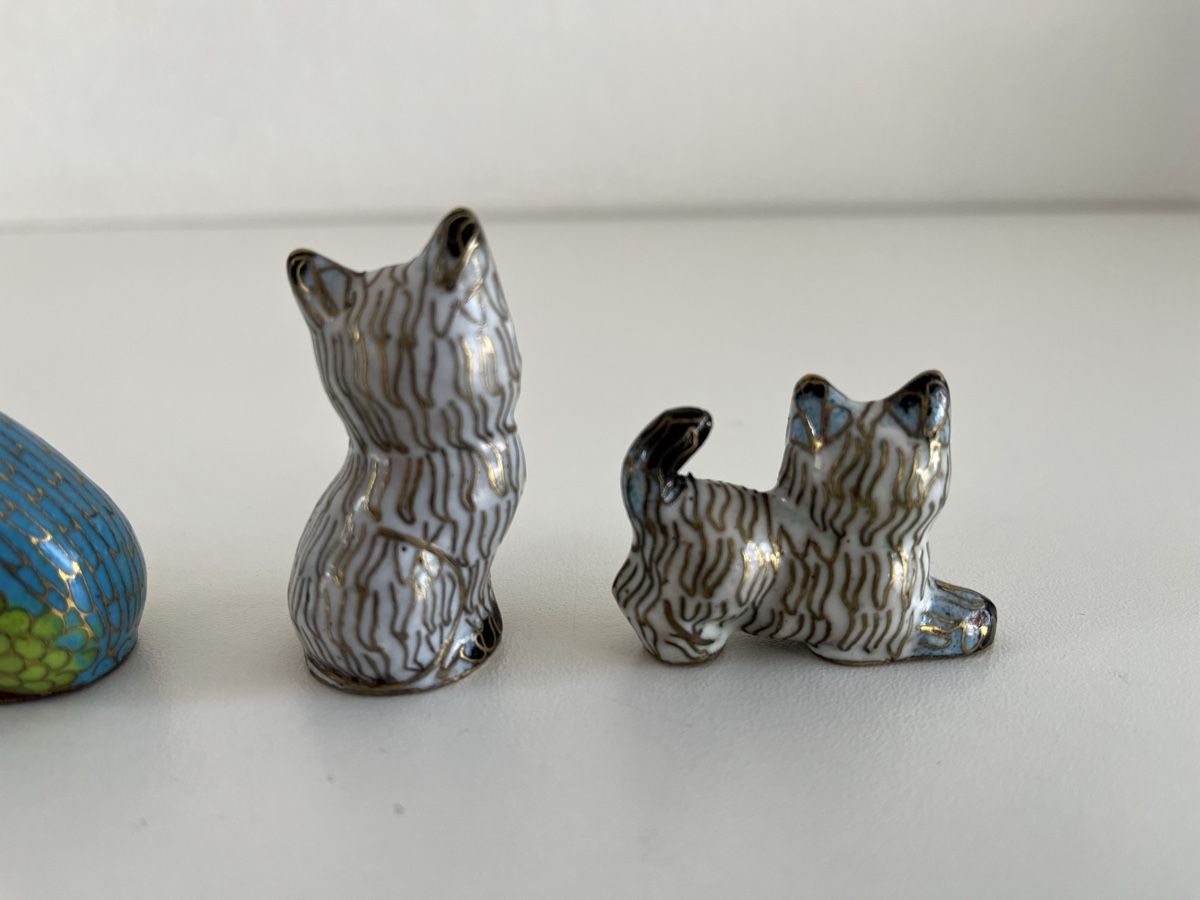 Statuette: 4 Stk. Katzen / Cloisonne – Usato da Wetzikon ZH venduto da seli03 5