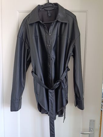 Kunstleder Bluse Lang Gr. XL