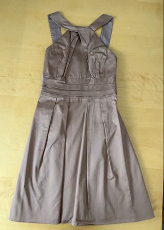 Cocktailkleid taupe raffinierte Faltung Grösse 36 Baumwolle