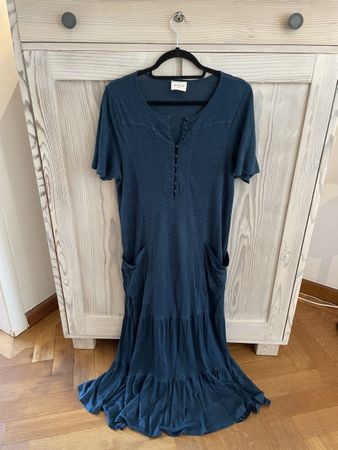 Gestuftes Sommerkleid Leinenjersey Wrap  Gr. 34 -38 petrol