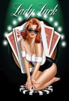 Blechschild-PINUP GIRL POKER LADY LUCK