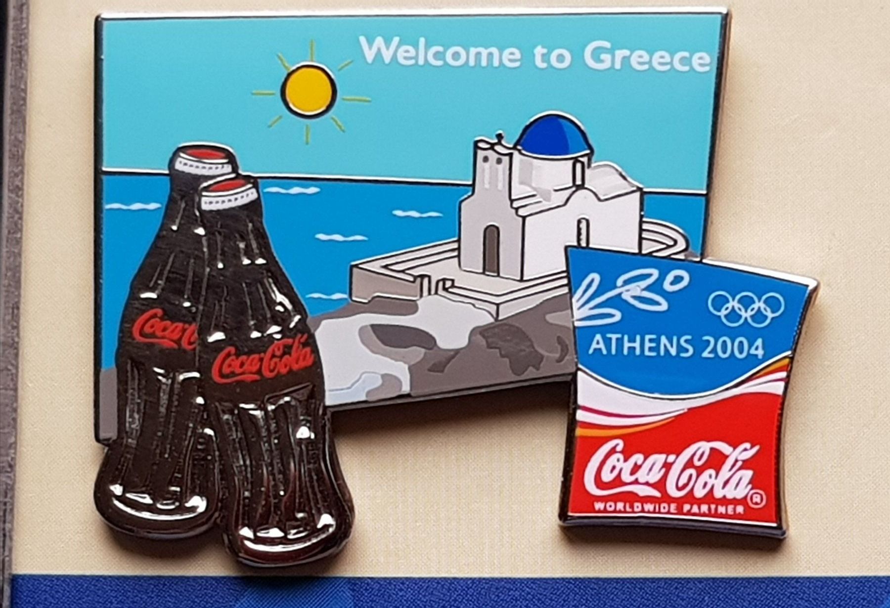 Anhänger: Set  4 Pins Opympiade Athen 2004 von Coca-Cola – Neu und originalverpackt aus Zürich von MBU52 4