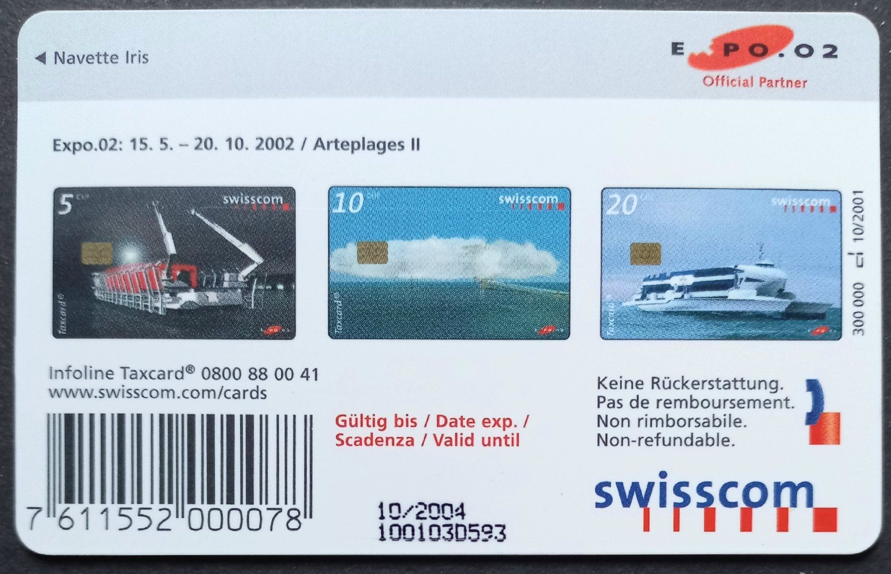 Swisscom Schede telefoniche: Taxcard - Expo 02 - CH – Usato da Niederuzwil venduto da lubimaja 1
