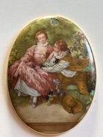 Porzellan Anhänger Limoges FM Paar im Garten gemalt(S37)