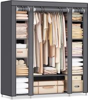 Kleiderschrank Faltschrank Garderobe Stoffschrank Grau