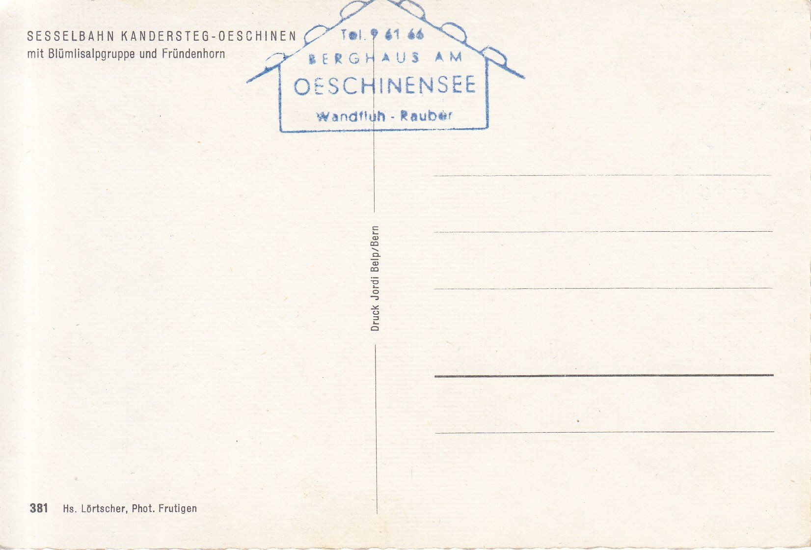 Ansichtskarten: Kandersteg-Oeschinen ca. 1960 – Gebraucht aus Bürglen TG von StampGraf 1