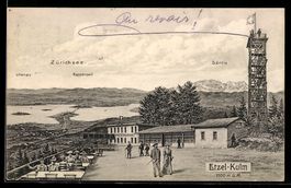 AK Etzel-Kulm, Restaurant und Aussichtsturm, Zürichsee und S