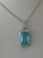 Luxus Elegante Zirkonia Kette Farbe : Silber weiss Blau