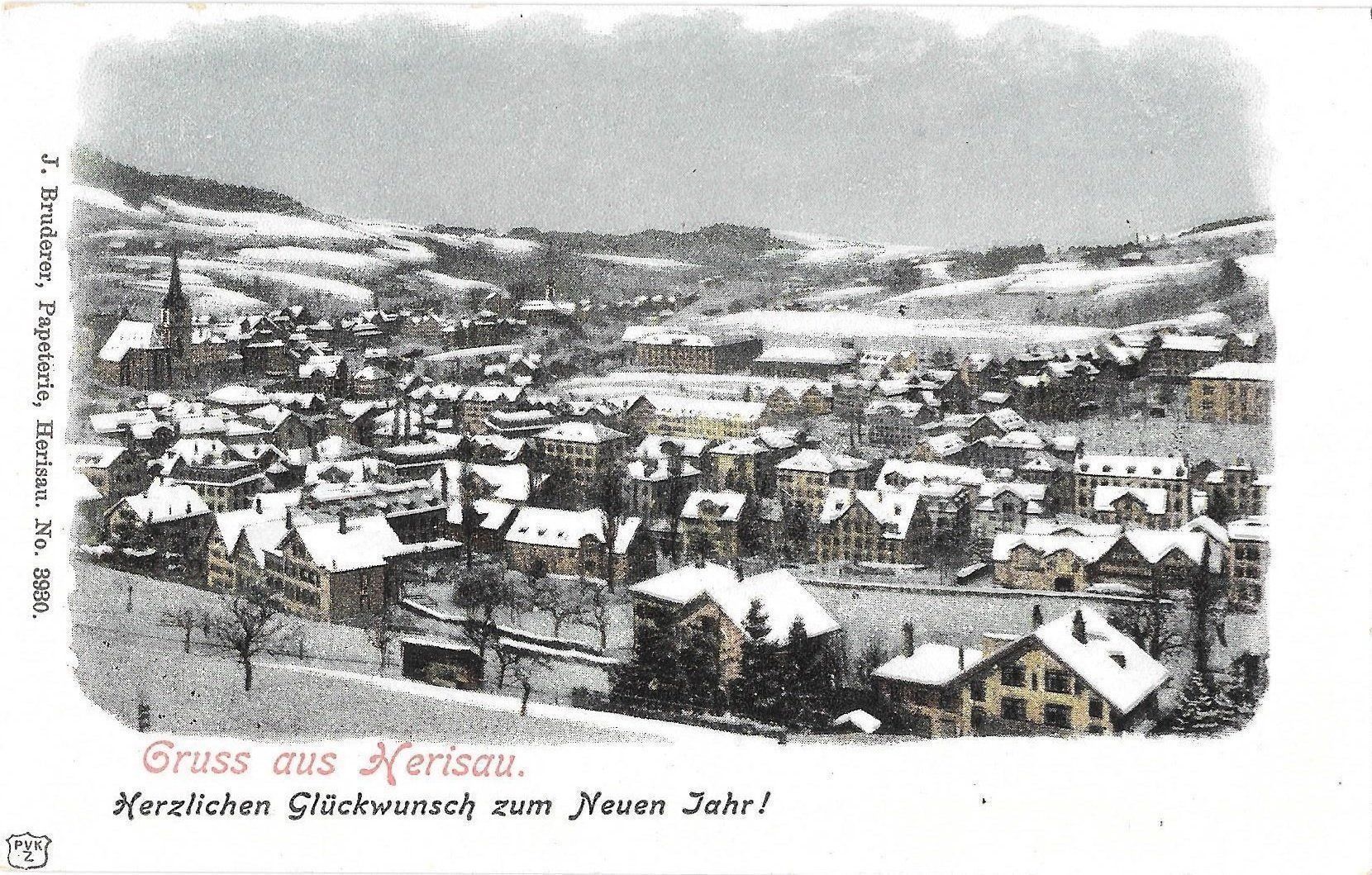 Cartoline postali: Herisau Winteransicht Neujahrswünsche – Usato da Olten venduto da clotaldi