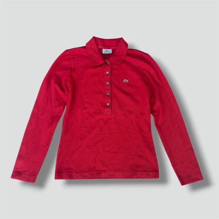 Lacoste vintage red womens longsleeve polo damen shirt