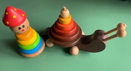 Holzspielzeug Schnecke und Stapelturm