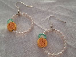 Sommerliche Ananas Ohrringe, Handmade, neu und ungetragen!