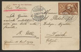 Flugpost Schweiz 1924 Flug Genf Zürich Luftpost 80.-