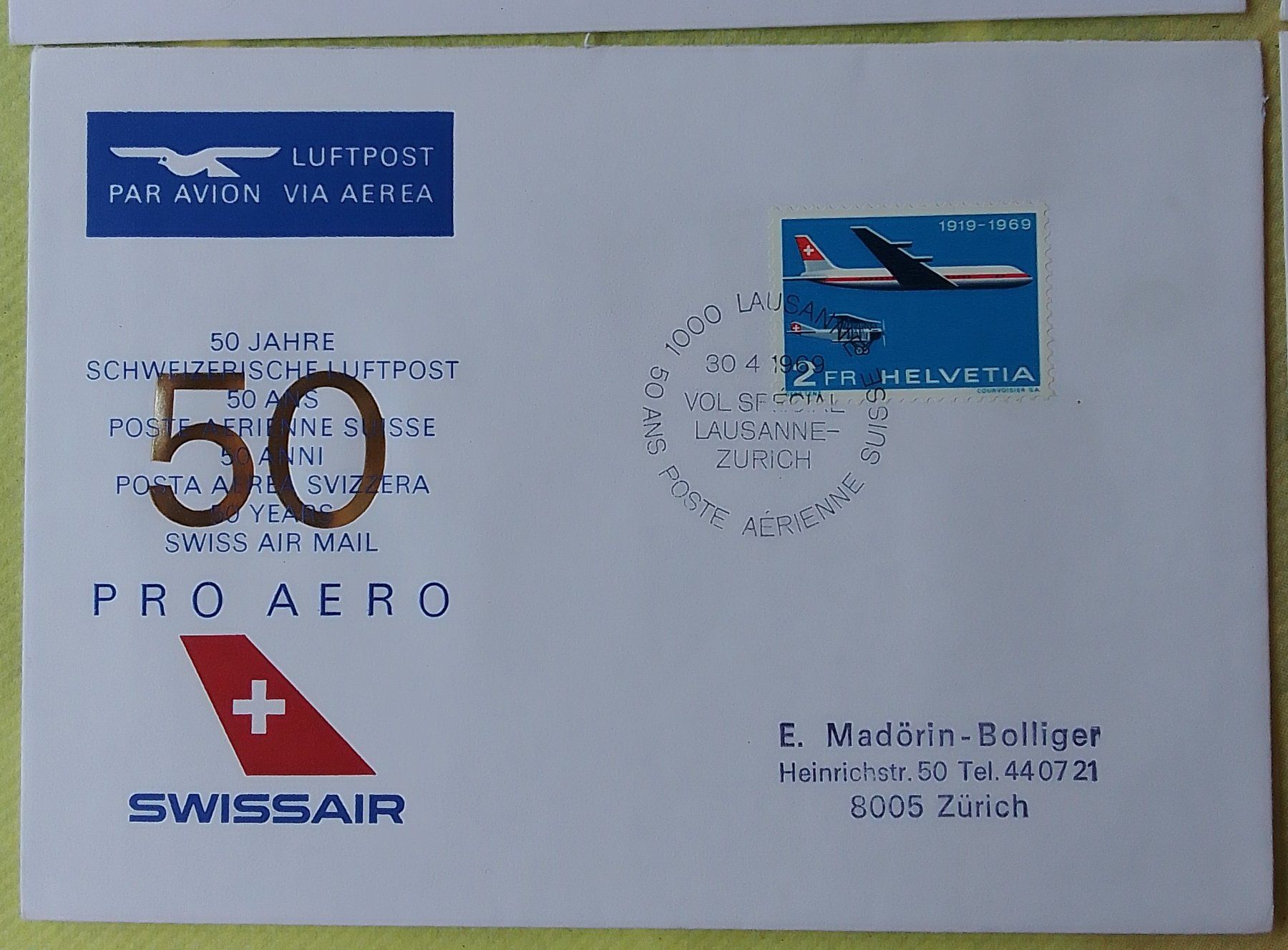 Alle Briefmarken: 6 Flugpostbriefe – Gebraucht aus Marbach LU von Steinbeck1 3