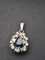 Weisgolld anhänger 585 mit blaue Saphir und Diamanten