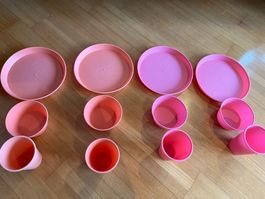 4er-Pack Schüssel, Teller und Becher aus Kunststoff
