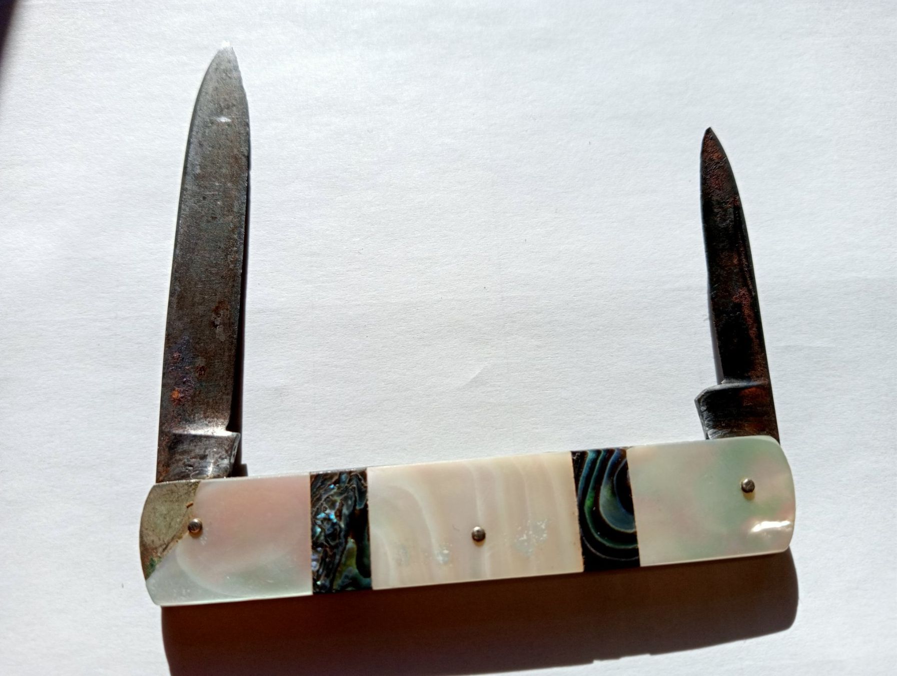 Coltelli tascabile: Vintage Sackmesser mit Perlmuttgriff Abalone-Einlagen Makel – Usato da Oberdorf BL venduto da Barocki888 2