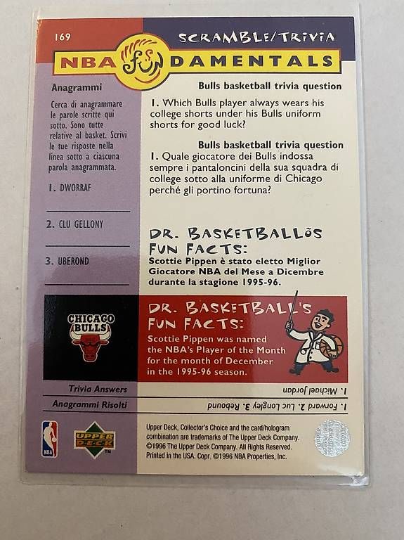Nba Sammelbilder & Trading cards: 1996 Upper Deck - NBA - #169 Scottie Pippen card – Neu (gemäss Beschreibung) aus Savosa von Misch-M13 1