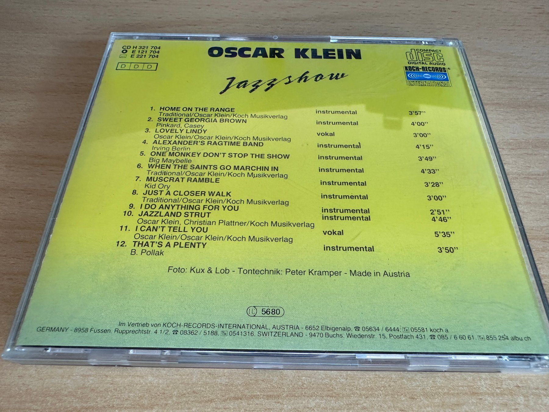 CD: Oscar Klein – Jazzshow – Usato da Rikon im Tösstal venduto da Alpenmutz 1