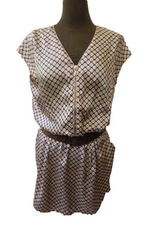 ca. Gr. 42 kurzes Kleid Goldton blau Glanz