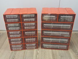 2x Sortimokasten mit Inhalt