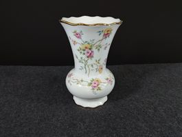 Feine Limoges Vase mit Goldrand und Blumenmuster, Top!