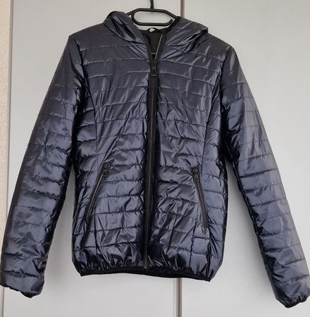 Giacca imbottita leggera con cappuccio - Taglia S, blu