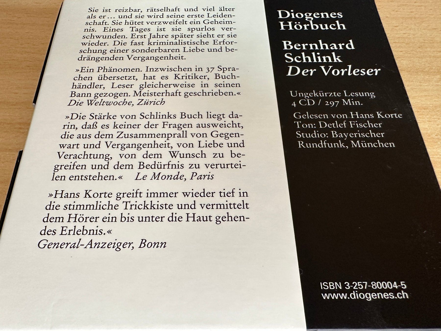 Audiolibri: Bernhard Schlink – Der Vorleser - 4 CD – Usato da Rikon im Tösstal venduto da Alpenmutz 1