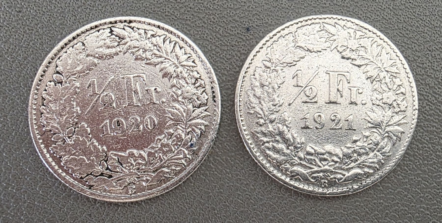 Tutti le monete: 1/2 50 Rappen 1x 1920, 1x 1921 – Usato da Niederuzwil venduto da 262305 2