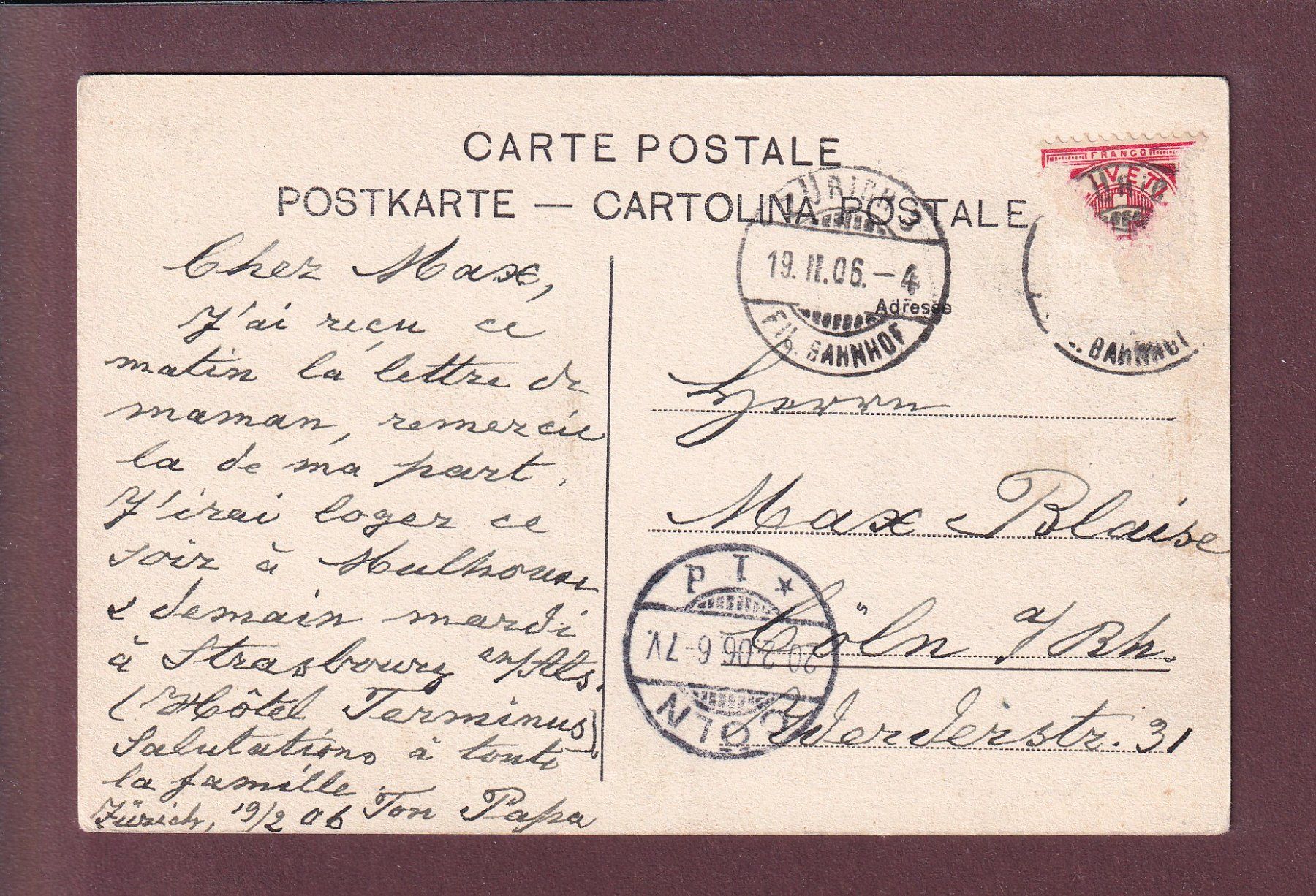 Cartoline postali: LUZERN - Bahnhof - Pilatus - Schiff - 1906 – Usato da Pully venduto da nicecards 1