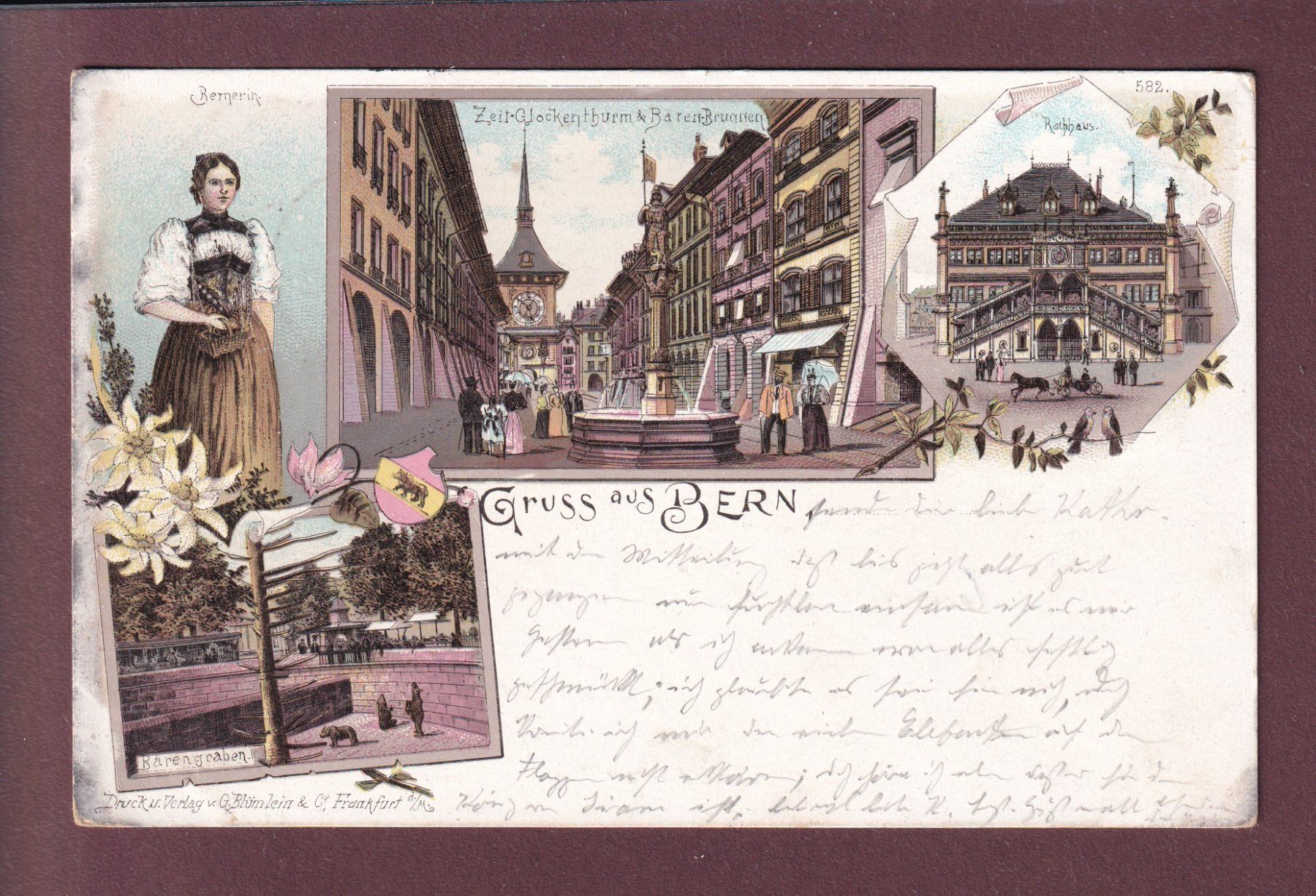 Cartoline postali: GRUSS AUS BERN - 1897 - Litho Blümlein – Usato da Pully venduto da nicecards