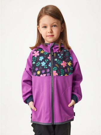 Kinder Softshelljacke ohne Fleece, Violet, Blumen 80/86 NEU
