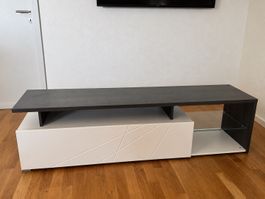 Meuble TV gris foncé et blanc