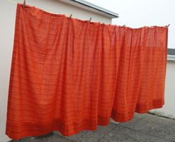 Vintage Vorhang orange-rot B=3.38m x H=1.32m 1970er Jahre