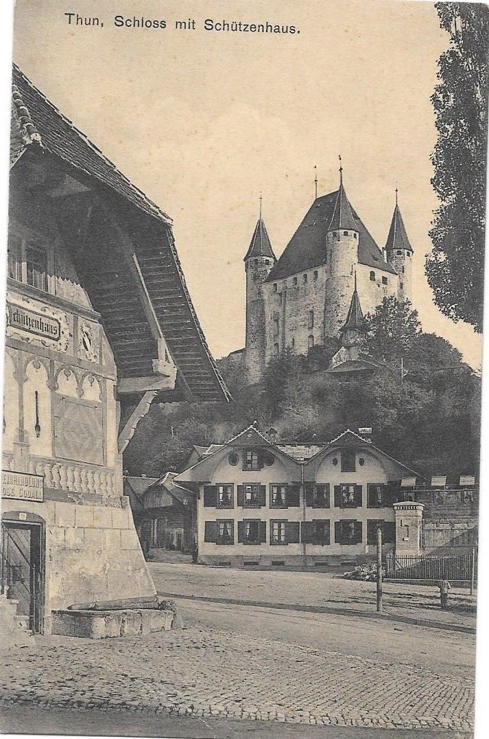 Ansichtskarten: Thun Schloss mit Schützenhaus Feldpoststempel – Gebraucht aus Olten von clotaldi