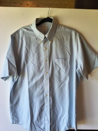 Brooks Brothers Blue Stripe Short-Sleeve Shirt Size 16