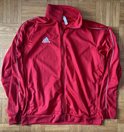 Adidas Track Jacket, Red with White Stripes - Size Large