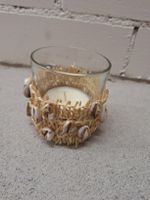 Windlicht, Kerzenhalter, Glas mit Muscheln