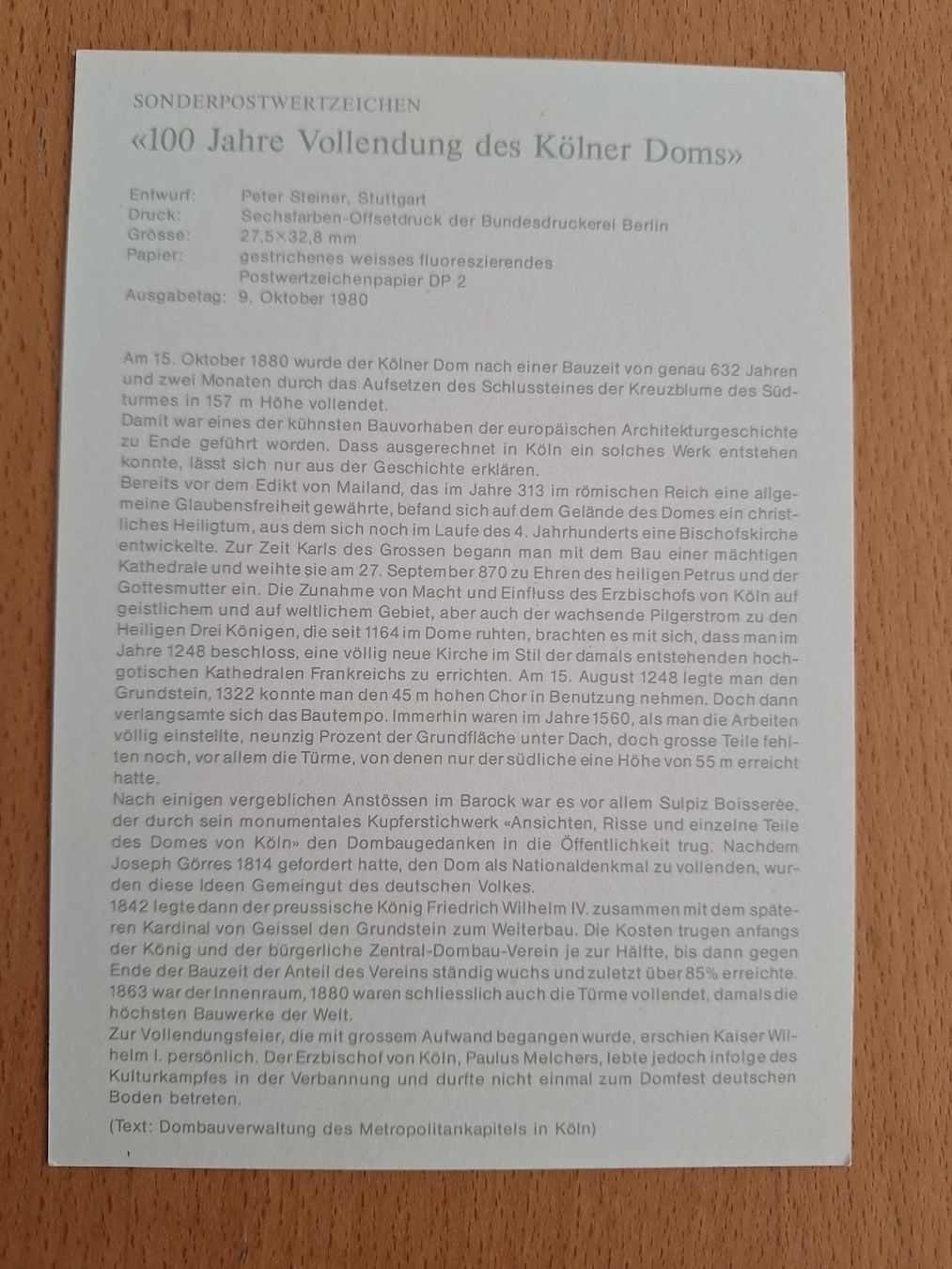 Tutti i francobolli: Maximumkarte Kölner Dom 1980 – Nuovo (secondo la descrizione) da zumikon venduto da lotegrandote 1