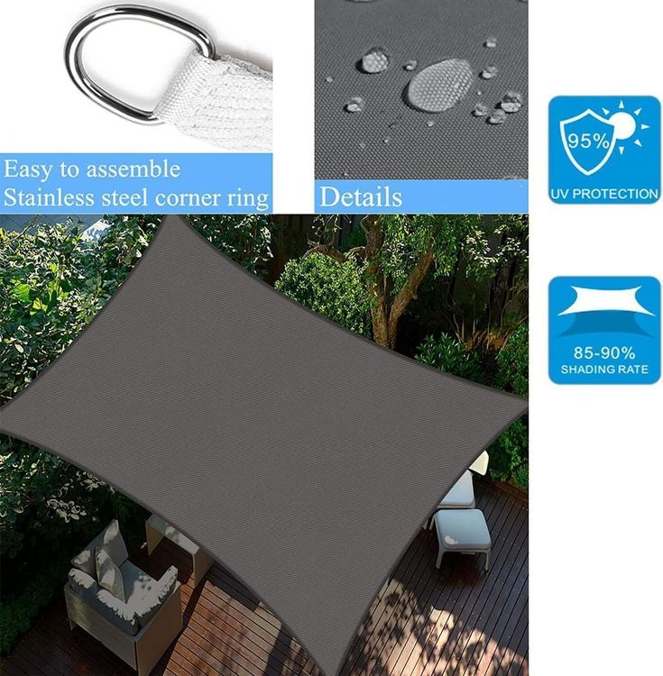 Sonnensegel Rechteckig Sonnendach 4x6m Wasserabweisend Grau Kaufen
