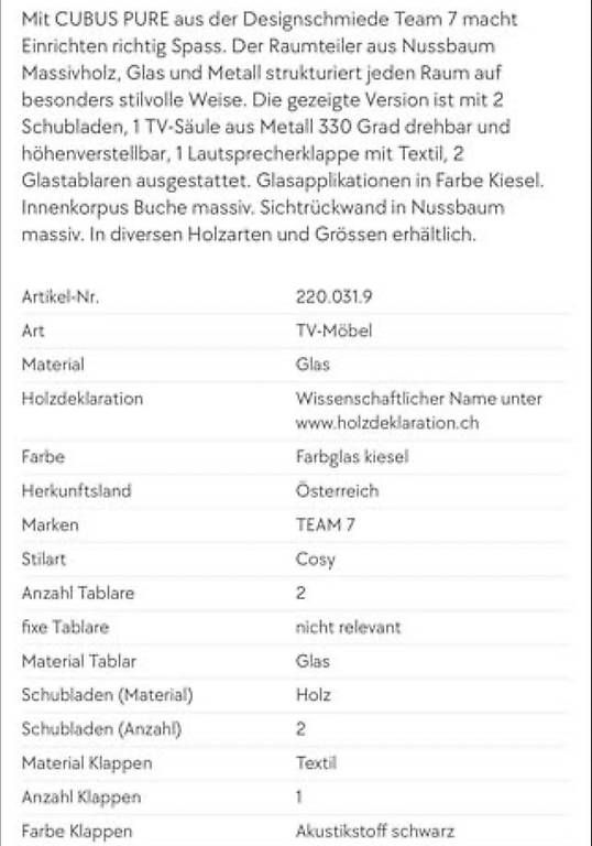 Mobili TV: Team7 TV-Möbel Cubus Pure – Usato da Hofstetten SO venduto da Katharina_Nina_Nina 4