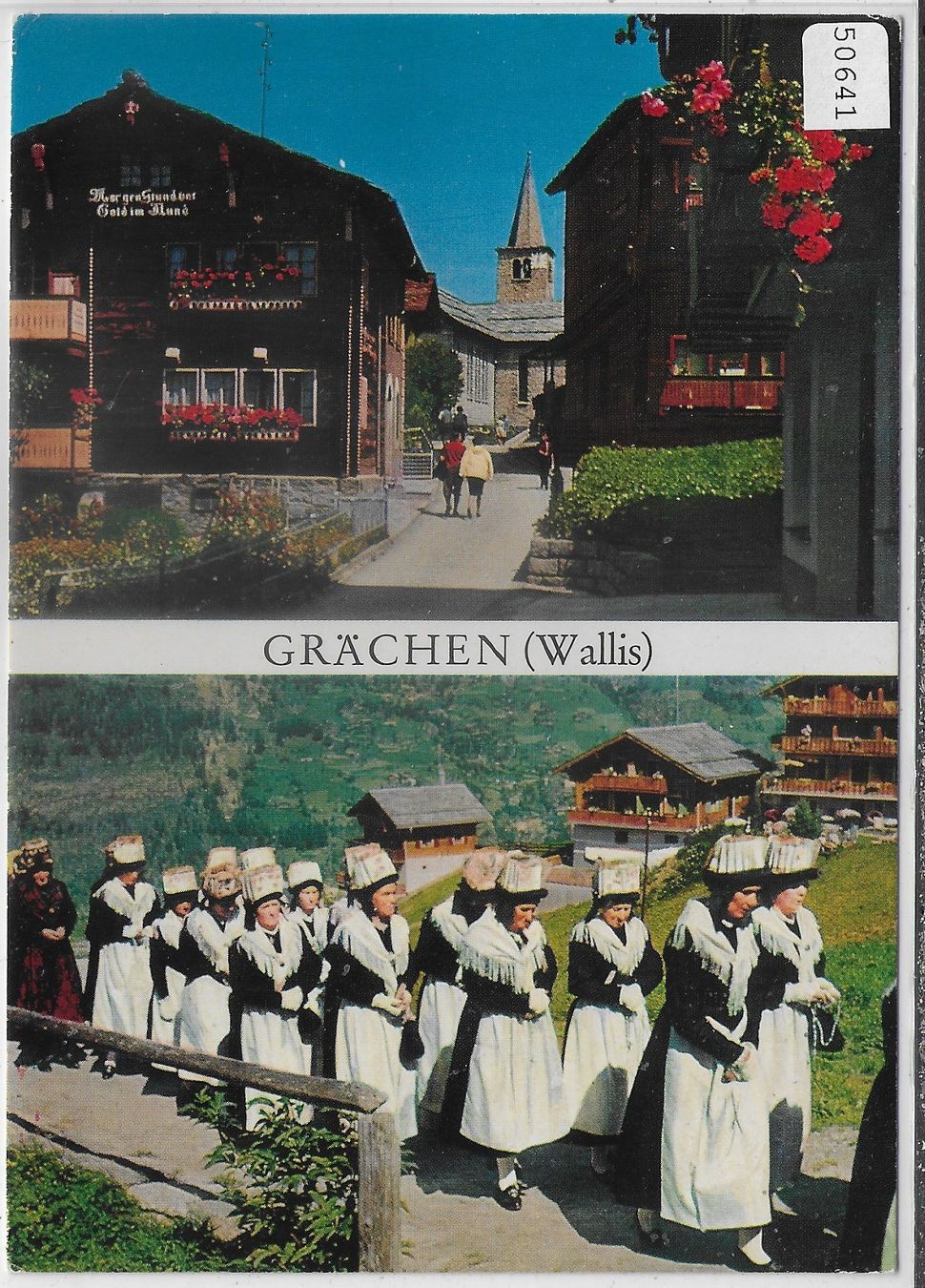 Cartoline postali: Grächen - Dorfpartie, Trachtengruppe – Usato da Ettingen venduto da Kartenplanet
