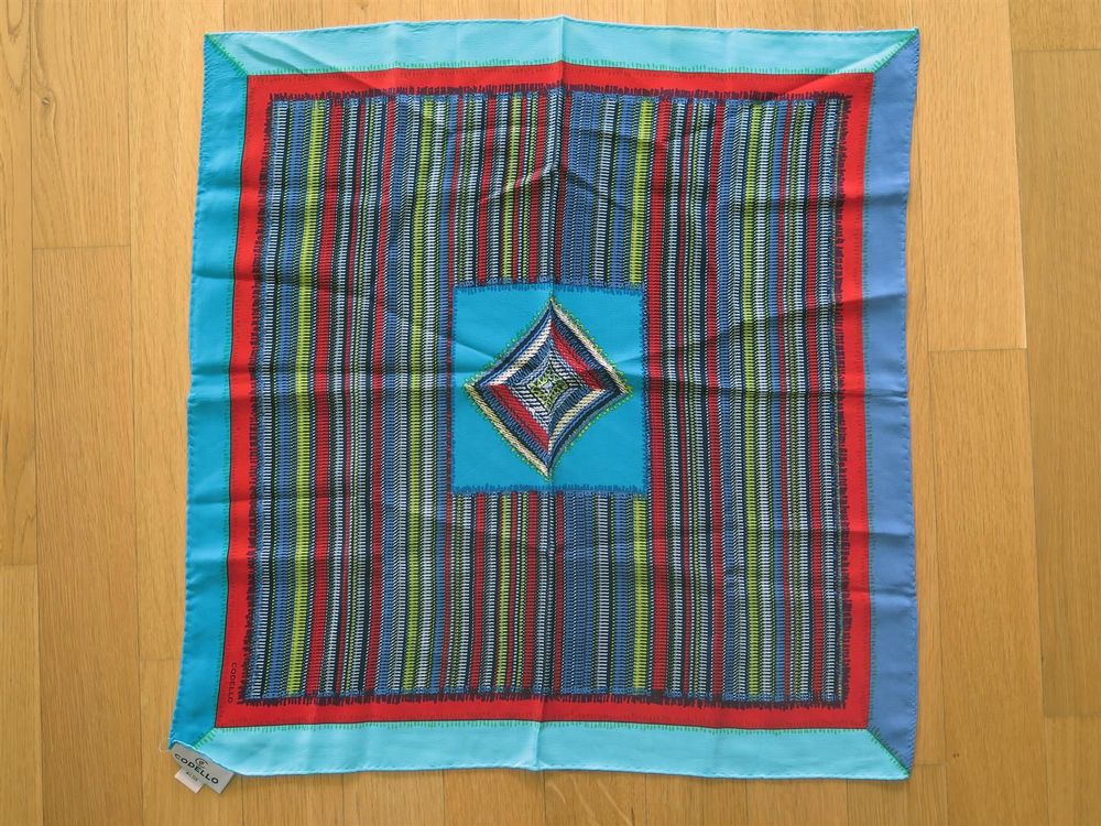 Codello  Echarpe foulard en soie vintage scarf 52 cm x 170 cm à