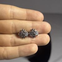 Chrome Hearts CH Logo Cross Stud Earrings - 925 Silver