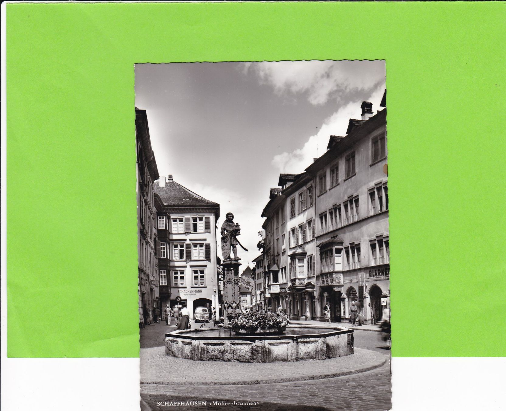 Cartoline postali: Schaffhausen-Oldtimer-belebt, Mohrenbrunnen – Usato da St. Peterzell venduto da neckertal