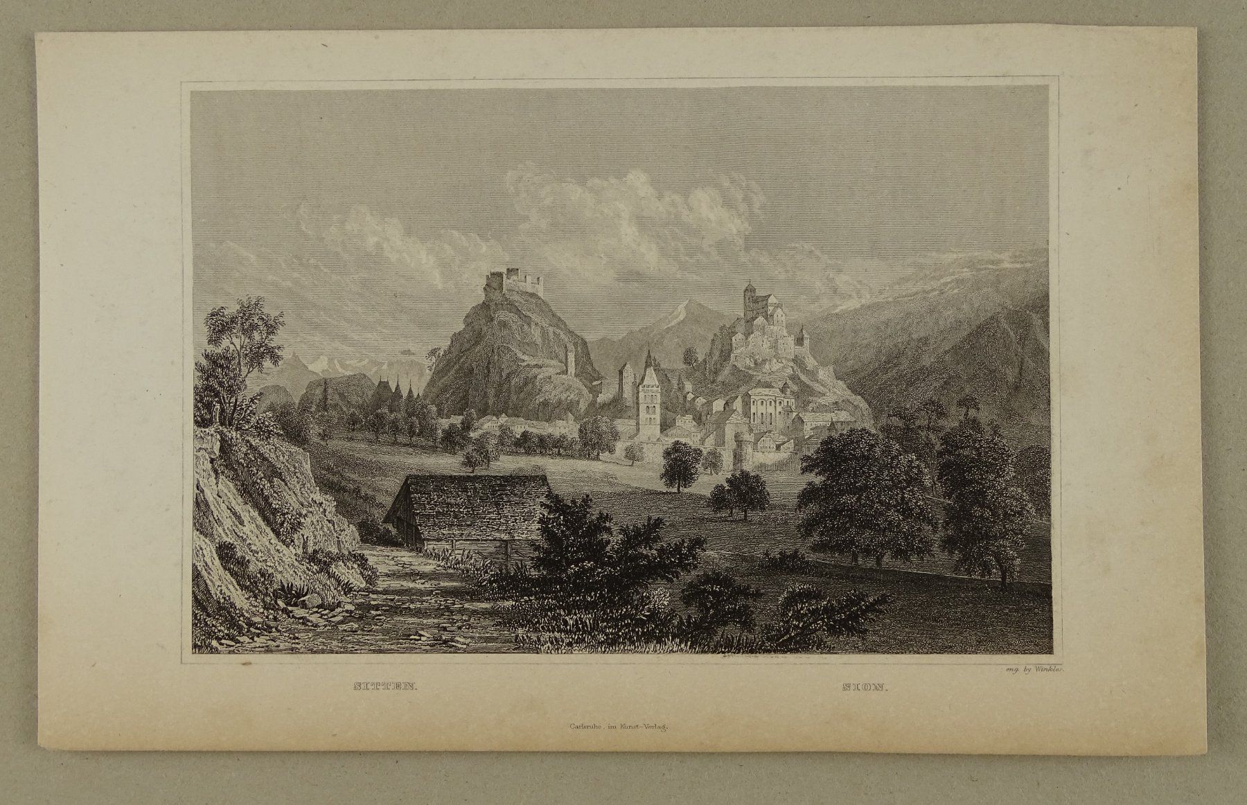 Incisioni: SION, SITTEN, STAHLSTICH 1836/1838 – Usato da Grüningen venduto da Kartensammler 1