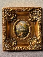 Antikes Gold gerahmtes Miniatur Gemälde Landschaft